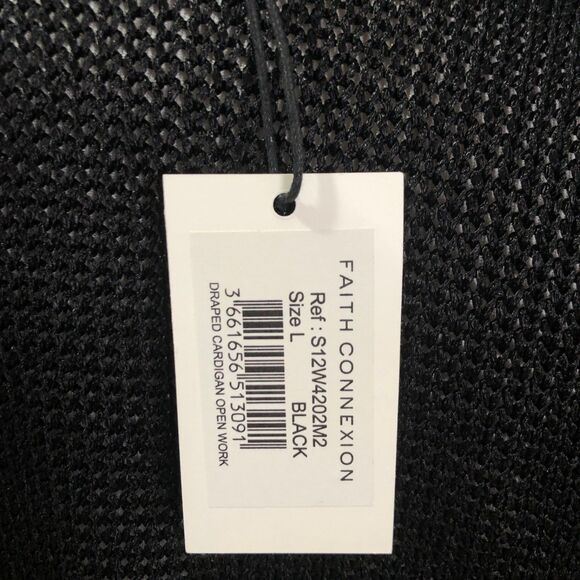 NWT Faith Connexion Paris Black Draped Cardigan Open Knit Size Large - Picture 7 of 10